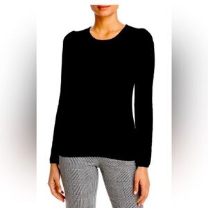 C by Bloomingdale’s Black Puff-Sleeve Cashmere Sweater. Size Large